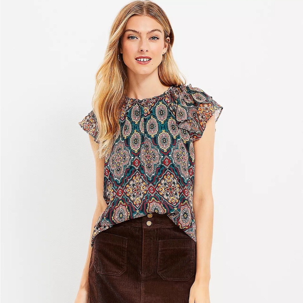 LOFT Double Ruffle Top